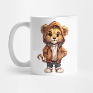 African Lion Wearing Hoodie Mug